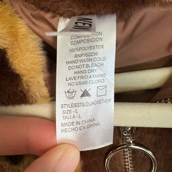 New Mix Women's Large‎ Brown Teddy Bear Print Jacket Zip Up With Pockets… - Picture 6 of 7